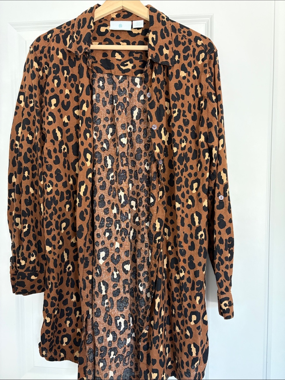 Cynthia Rowley Leopard-Print Button Down - Brown/Black/Cream- Linen blend